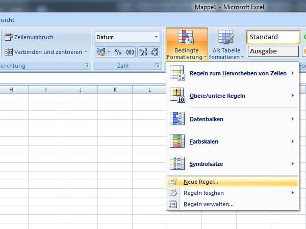Excel-Wochenenden farblich kennzeichnen (Screenshot: t-online.de)