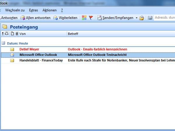 Outlook: Wichtige E-Mails farblich kennzeichnen (Screenshot: t-online.de)