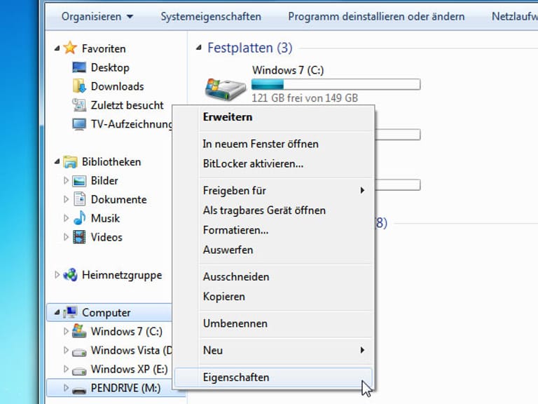 ReadyBoost unter Windows 7 und Windows Vista einrichten. (Screenshot: t-online.de)