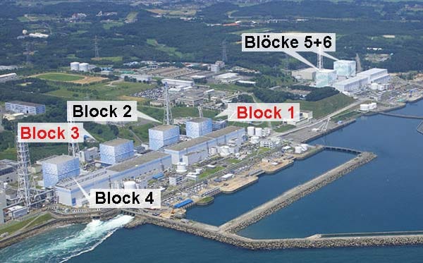Der Unglücksmeiler Fukushima I: Block 3 und 4 machen den Betreiben am meisten Sorgen. Hier sollen die Abklingbecken kaum noch Wasser enthalten. Am Mittwoch fingen sowohl Reaktor 4 als auch Reaktor 3 Feuer. Es hat bereits drei Explosionen gegeben. Am Dienstag wurde dabei Block 2 beschädigt, am Montag die Hülle von Block 3 und bereits am Samstag die Außenhülle von Block 1.