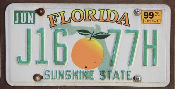 Farbenfroh: Das Kennzeichen aus Florida.