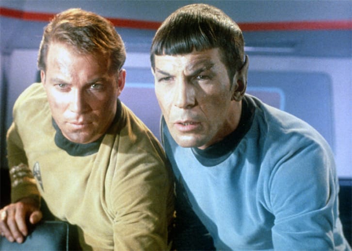 Mit dieser Rolle wurde er weltbekannt: Leonard Nimoy als Vulkanier Mr. Spock an der Seite von William Shatner alias Captain Kirk.
