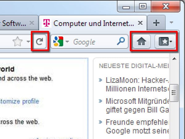 Firefox: Neue Funktionen (Screenshot: t-online.de)