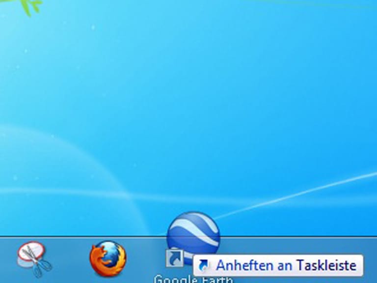 Verknüpfungen auf die Taskleiste legen (Screenshot: t-online.de)