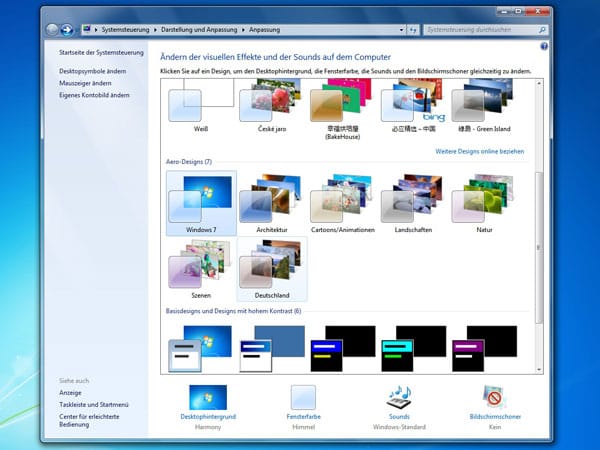 Desktop-Design ändern (Screenshot: t-online.de)