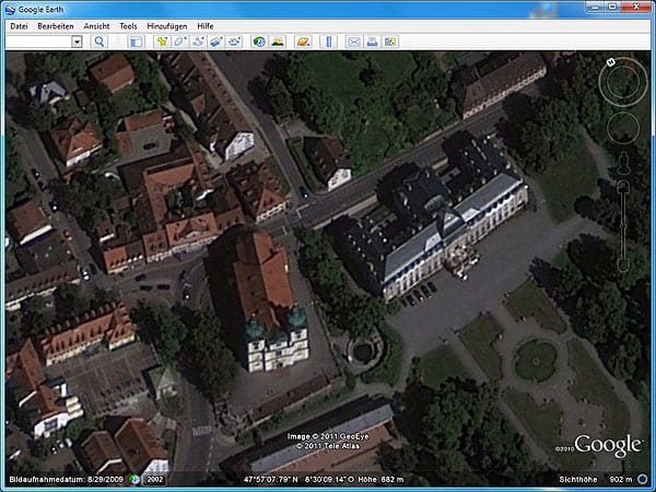 Google Earth: Donaueshingen (Screenshot: t-online.de)
