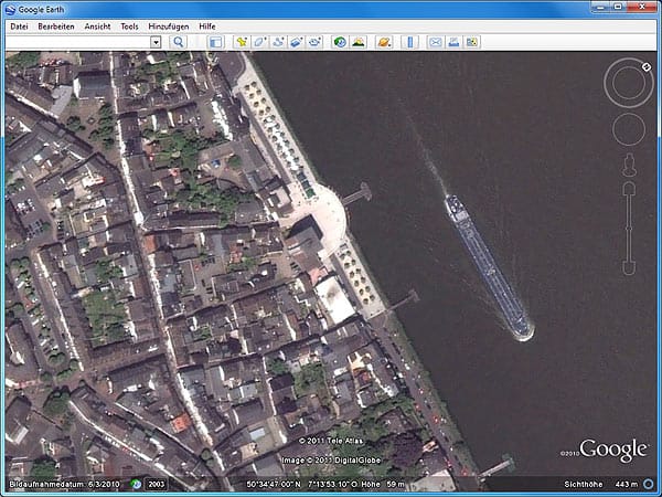 Google Earth: Remagen (Screenshot: t-online.de)