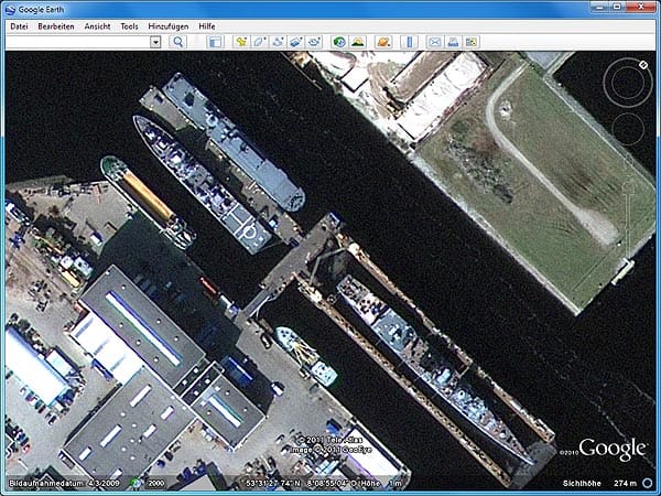 Google Earth: Wilhemshaven (Screenshot: t-online.de)
