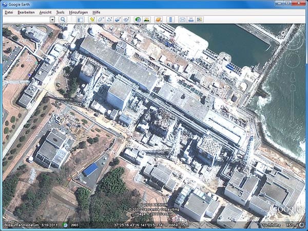Japan: Fukushima und Tsunami-Region (Screenshot: t-online.de)