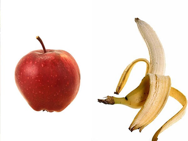 Äpfel machen länger satt als reife Bananen.
