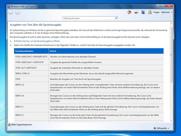 Sprachausgabe unter Windows 7 aktivieren (Screenshot: t-online.de)