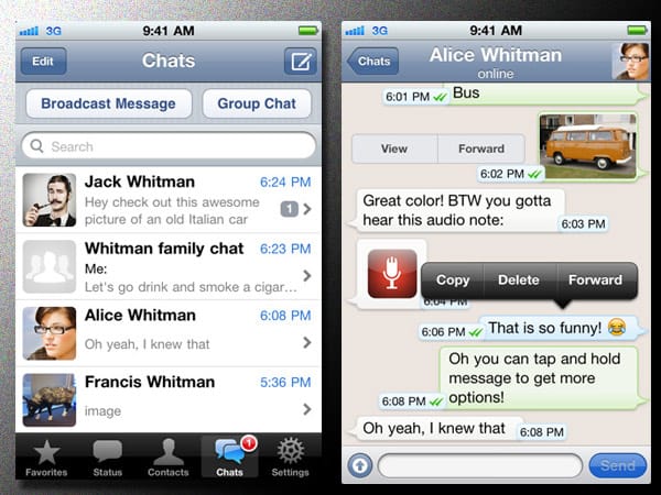 Smartphone-App: WhatsApp (Screenshot: iTunes)