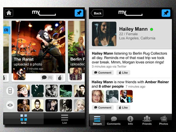 Smartphone-Apps: MySpace App (Screenshot: iTunes)