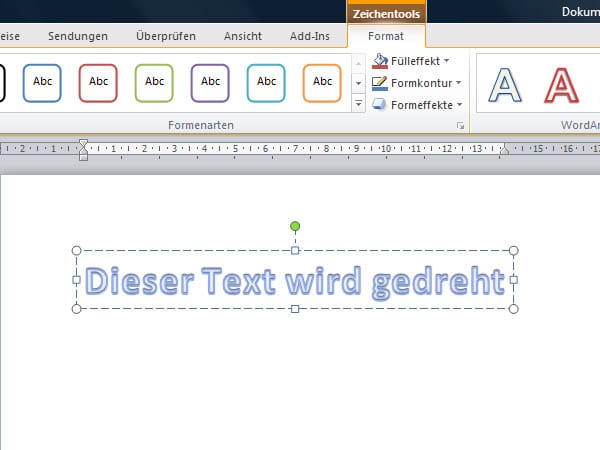 Text auf den Kopf stellen im Word 2010 (Screenshot: t-online.de)