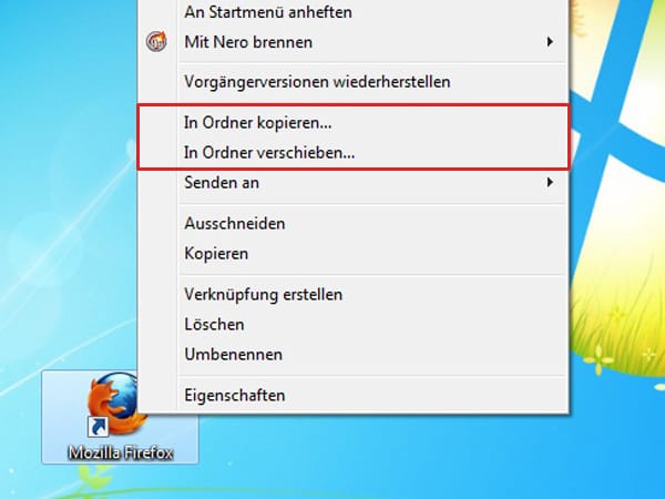 Kontextmenü unter Windows 7 erweitern (Screenshot t-online.de)