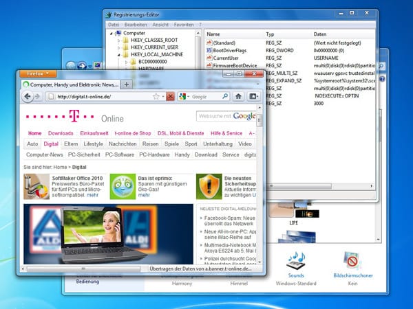Menüs unter Windows 7 schneller laden (Screenshot: t-online.de)