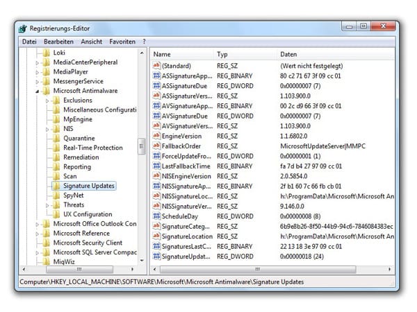 Security Essentials Update-Intervall ändern (Screenshot: t-online.de)