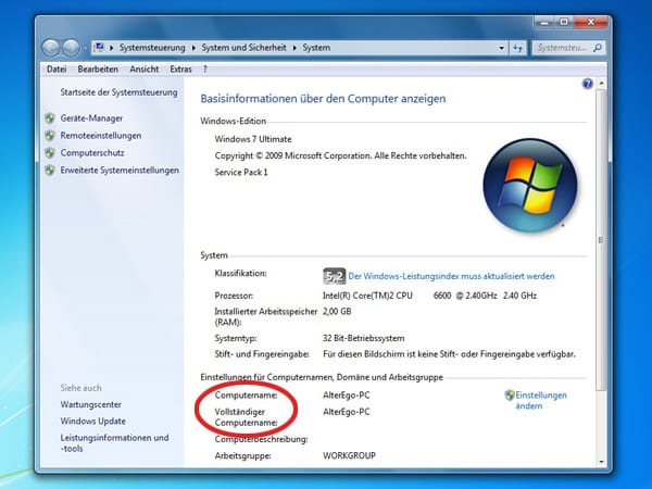 Computername unter Windows 7 ändern (Screenshot: t-online.de)