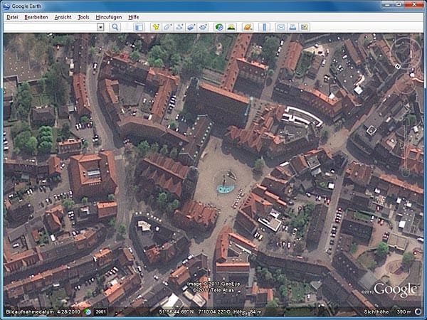 Coesfeld in Google Earth (Screenshot: t-online.de)