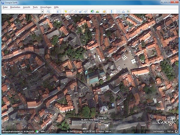 Goslar in Google Earth (Screenshot: t-online.de)