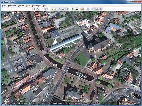 Papenburg in Google Earth (Screenshot: t-online.de)