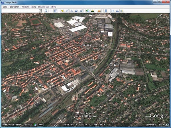 Seesen in Google Earth (Screenshot: t-online.de)
