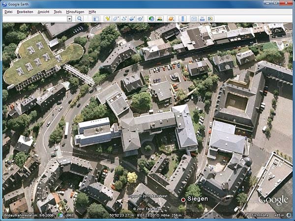 Siegen in Google Earth (Screenshot: t-online.de)