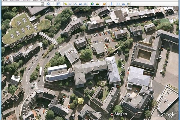 Siegen in Google Earth (Screenshot: t-online.de)