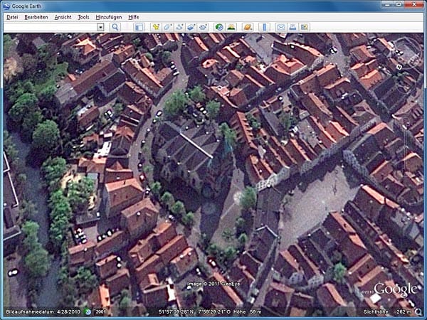 Warendorf in Google Earth (Screenshot: t-online.de)