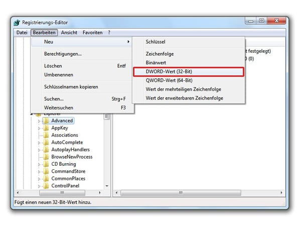 Sprechblasen unter Windows 7 deaktivieren (Screenshot: t-online.de)