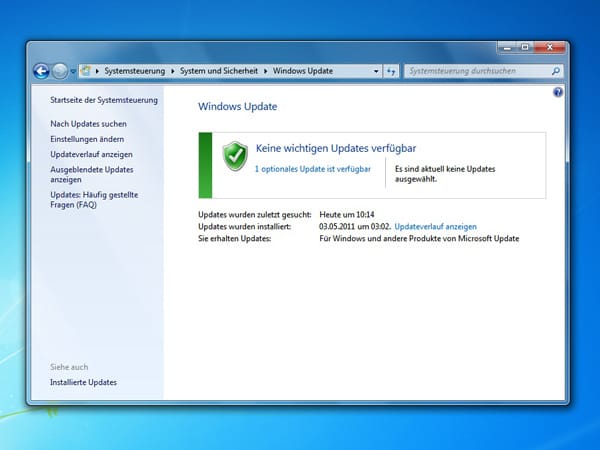 Neustarten nach Update-Installation unterbinden (Screenshot: t-online.de)