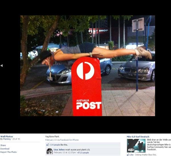 Vor allem in Australien ist Planking sehr beliebt. Eine Facebook-Gruppe "Planking Australia" hat mehr als 58.000 Fans.
