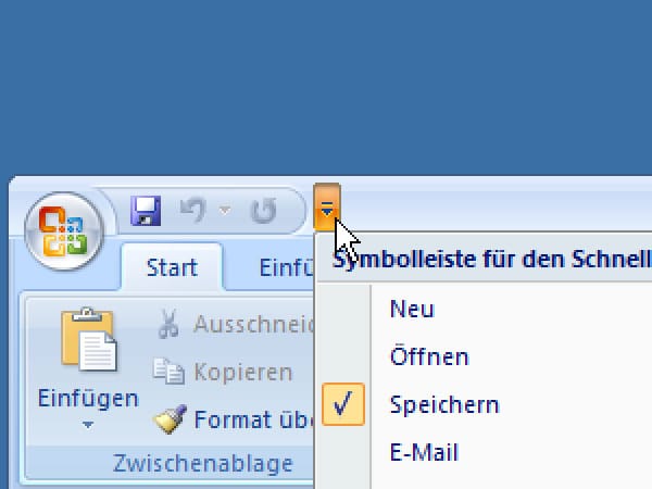 Word 2007/Word 2010 - Schnelldruck-Icon aktivieren (Screenshot: t-online.de)