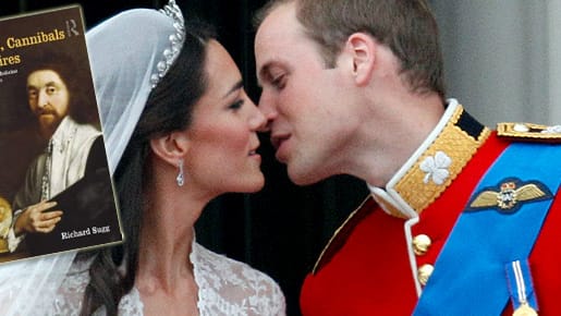 William und Kate küssen sich bei ihrer Hochzeit. Laut Wissenschaftler waren ihre Vorfahren Kannibalen.