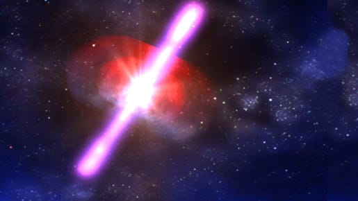 Illustration eines Gammablitzes (Quelle: NASA)
