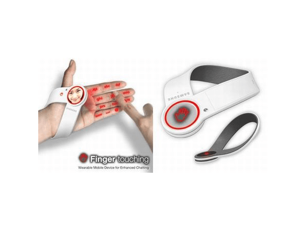"Samsung Finger Touching": In dieser Design Studie von Samsung projiziert das Mobiltelefon die Tastatur auf die Finger.