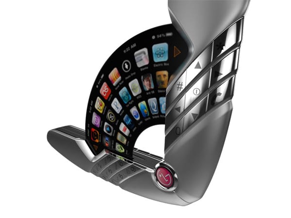 Das Gehäuse des LG Flutter Mobile soll sich öffnen wie zwei Blütenblätter, in deren Mitte ein farbiger Touchscreen zum Vorschein kommt. Uhr und Tastatur befinden sich auf der Außenseite der "Blütenblätter".