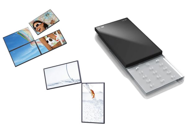 Das "Sliced-up Phone" kann sich mit anderen Handys seiner Art verbinden, um beispielsweise die Akkuladung zu teilen. Mehrere Displays lassen sich auch zu einem großen Bildschirm zusammenbauen – ideal für mobilen Filmspaß.