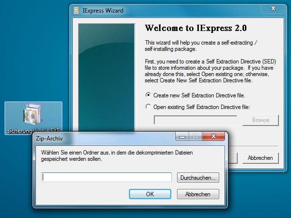 Windows-Packprogramm IExpress