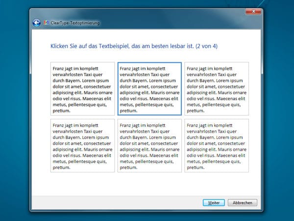 ClearType Textoptimierung