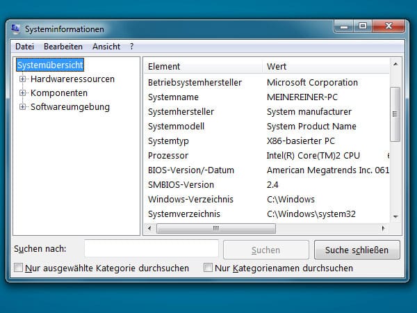 Systeminformationen in Windows anzeigen