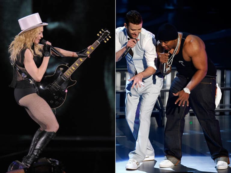Madonna, Justin Timberlake und Timbaland (v.l.) (Fotos: imago/Reuters)