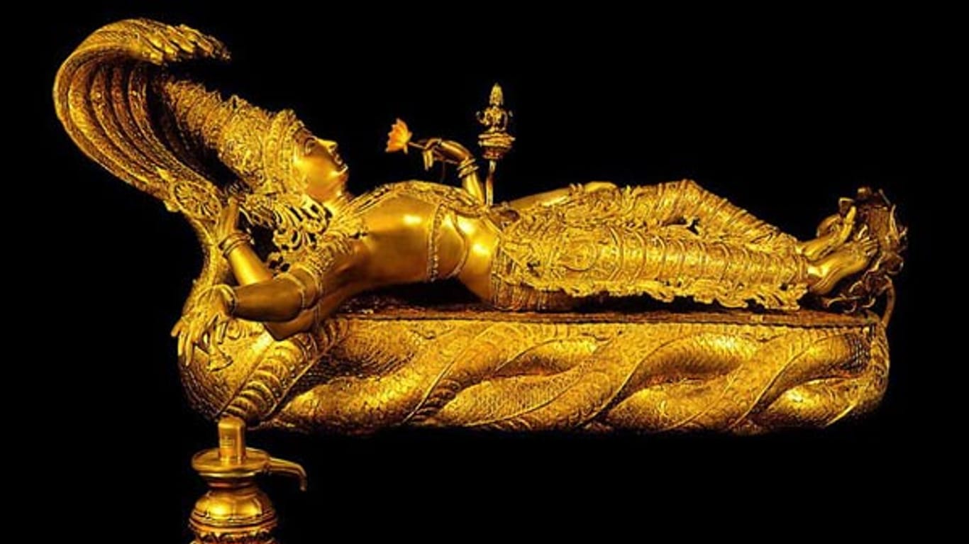 Der Tempel von Sri Padmanabhaswamy enthält viele Schätze, darunter auch diese Figur aus purem Gold