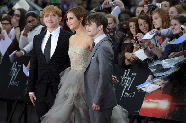 Fans feiern Emma Watson, Daniel Radcliffe und Rupert Grint bei der "Harry Potter"-Premiere.
