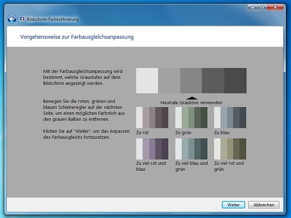 Bildschirm-Farbkalibrierung von Windows