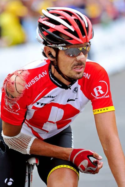 Gezeichnet und entkräftet: Andreas Klöden ist während der 13. Etappe der Tour de France vom Rad gestiegen.