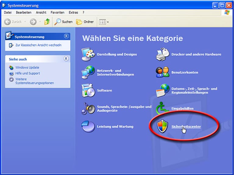 Sicherheits-Check Windows XP (Screenshot: t-online.de)