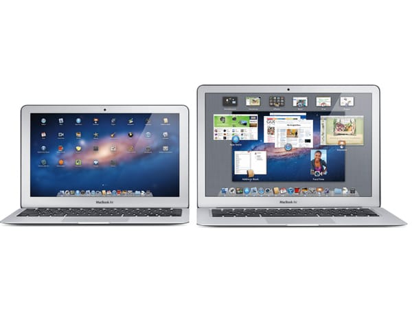 Das neue MacBook AIr gibt es in zwei Größen: mit 11 Zoll und 13 Zoll großen Display. Das 11-Zoll-Display hat eine Auflösung von 1366 × 756 Pixeln, während die größere Variante mit 1440 × 900 Pixeln auflöst. (Bild: Apple)