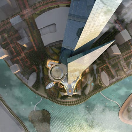 Im Inneren des Wolkenkratzers entstehen ein Four-Seasons-Hotel, Luxus-Appartements, diverse Büros sowie edle Eigentumswohnungen. (Grafik: Adrian Smith + Gordon Gill Architecture) Im Inneren des Wolkenkratzers entstehen ein Four-Seasons-Hotel, Luxus-Appartements, diverse Büros sowie edle Eigentumswohnungen. (Grafik: Adrian Smith + Gordon Gill Architecture)
