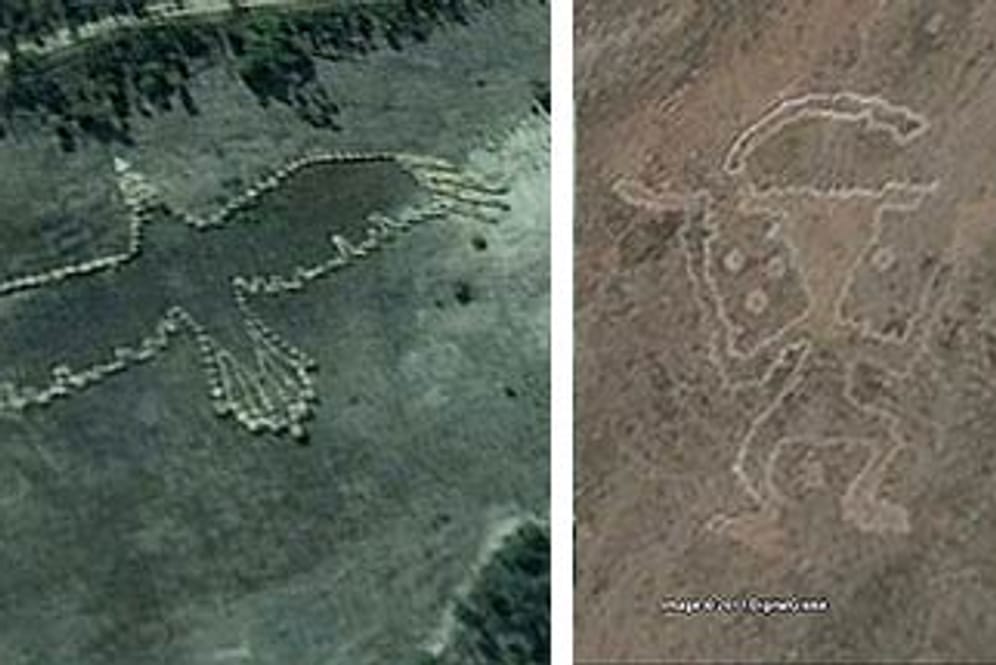 Google Earth zeigt rätselhafte Geoglyphen (Bilder: Google)